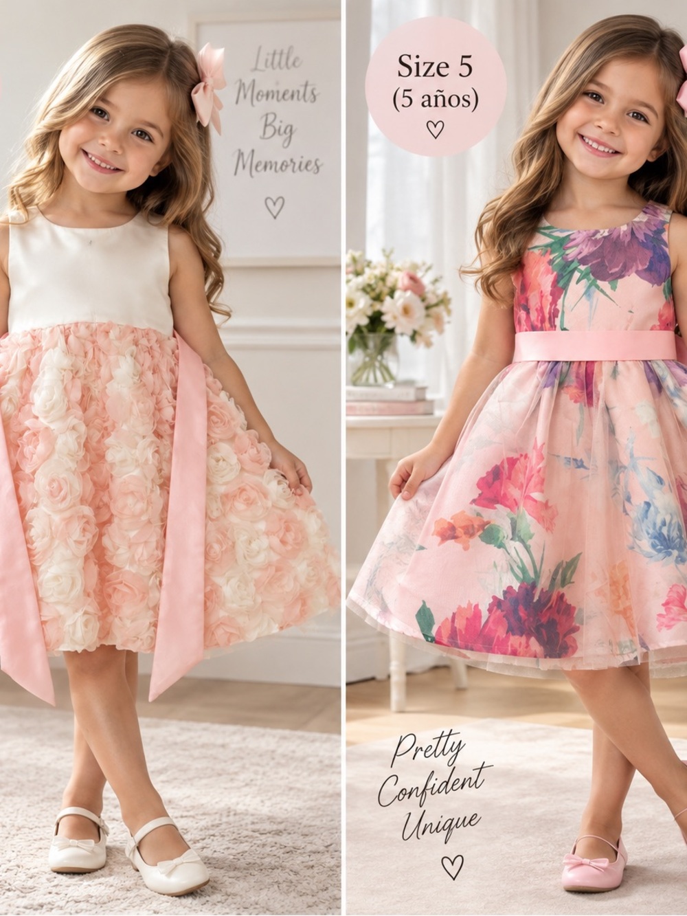 Youngland Pink Floral Satin-Band Party Dress